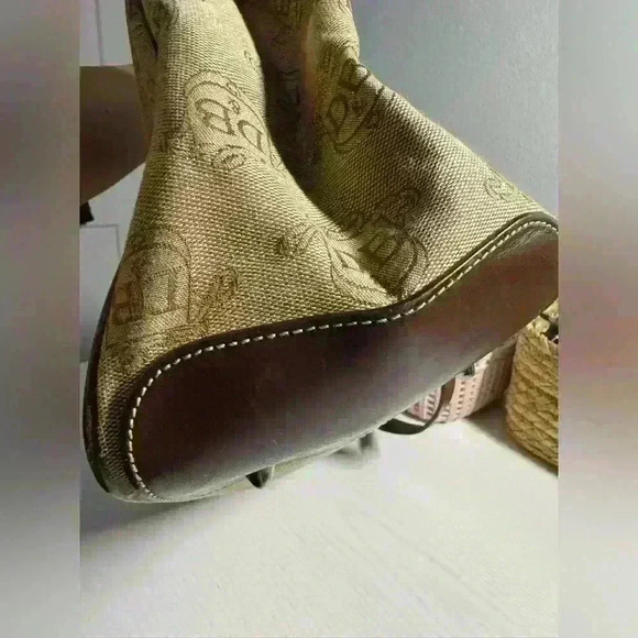 DOONEY & BOURKE Vintage Double Handle Signature Tan Canvas - Picture 5 of 16